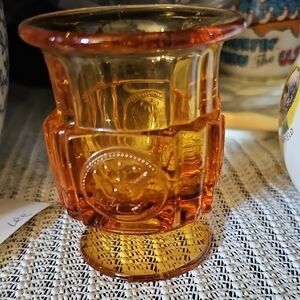 Vintage Amber Glass Pedestal Tumbler